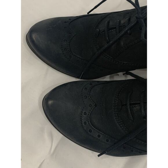 PAUL GREEN Kelsey Nubuck Wingtip Oxford Ankle Booties Pumps Chunky Heels 8 Black - Picture 2 of 14